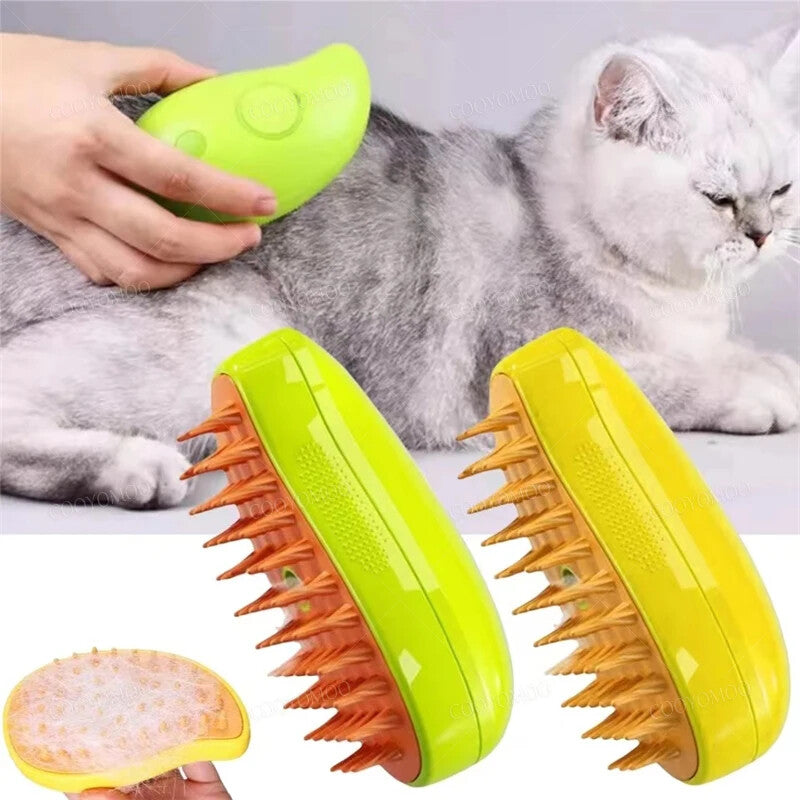 Rechargeable Shedding Hair Spray Hot Steam Easy Pet Grooming Brush for Cat, Dog