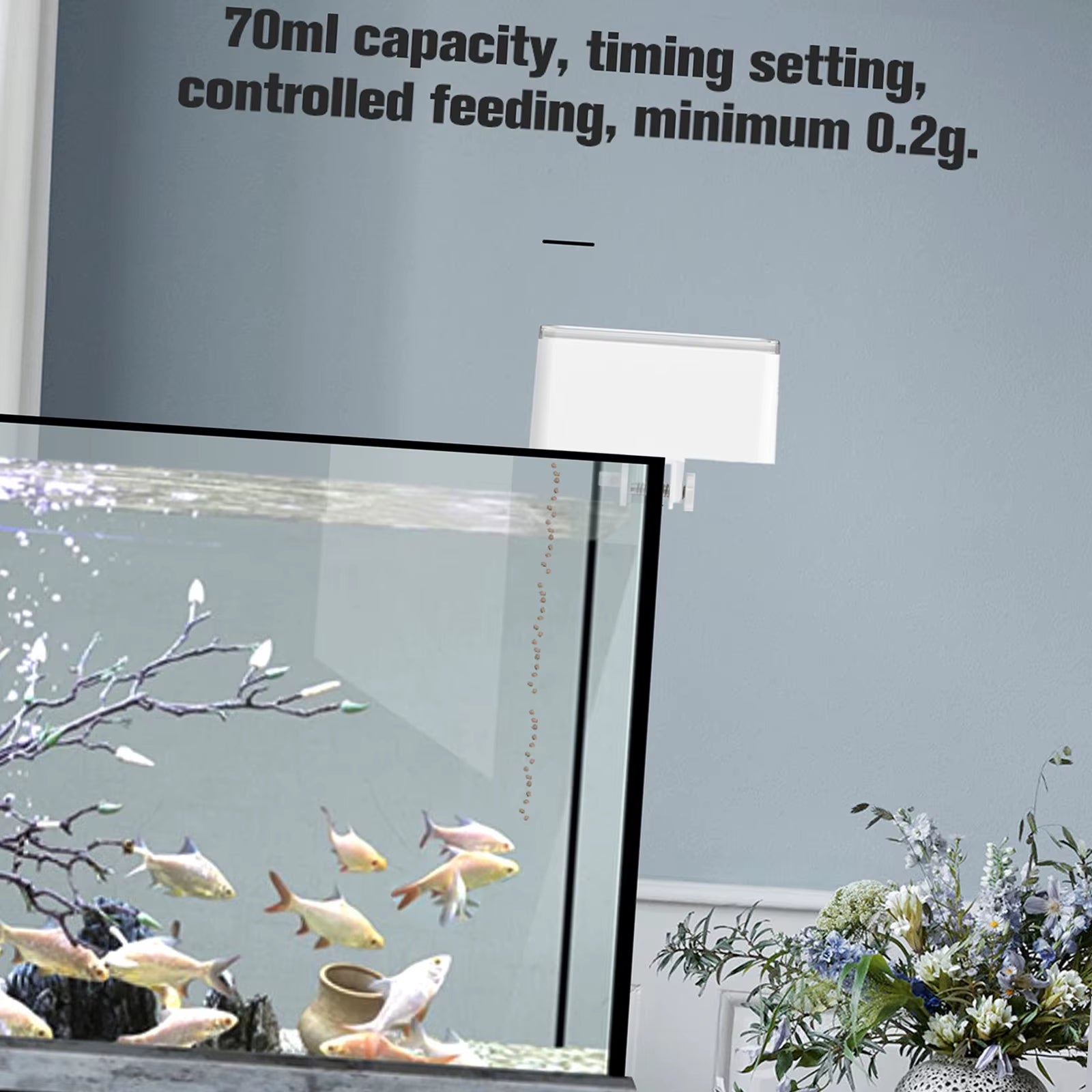 Automatic Fish Feeder Smart Digital Fish Food Dispenser Timer Fish Feeder 70Ml Battery Operated Auto Feeding for Fish Tanks