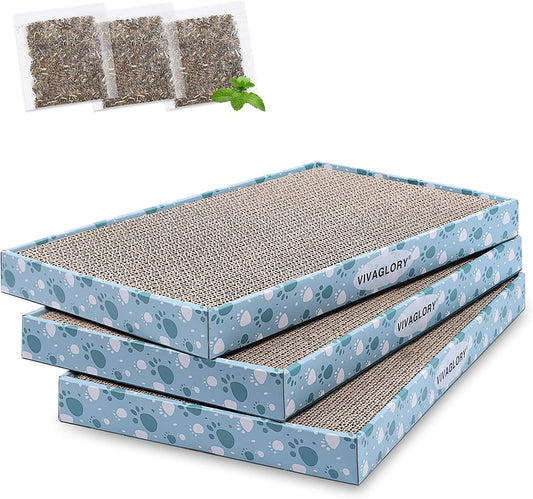 Cat Scratcher Padpal Cat Scratching Board, Cardboard Scratcher with Catnip for Indoor, Flat Scratch Board Scratch Pad Cardboard for Kitten, Extra Wide, 3Pack