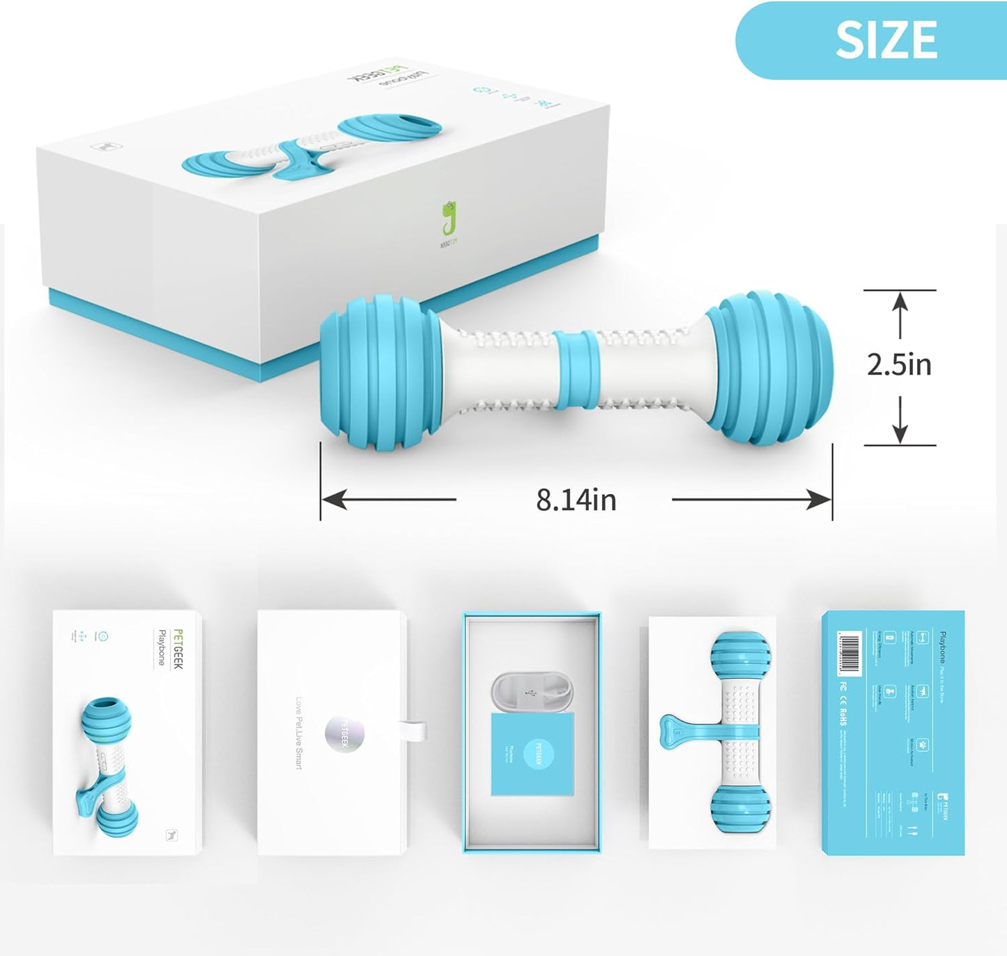 Interactive Dog Toys, Automatic Toys for Dogs to Keep Them Busy, Electronic Dog Bones with Safe & Durable Material, Equipped with Rechargeable USB (Blue)