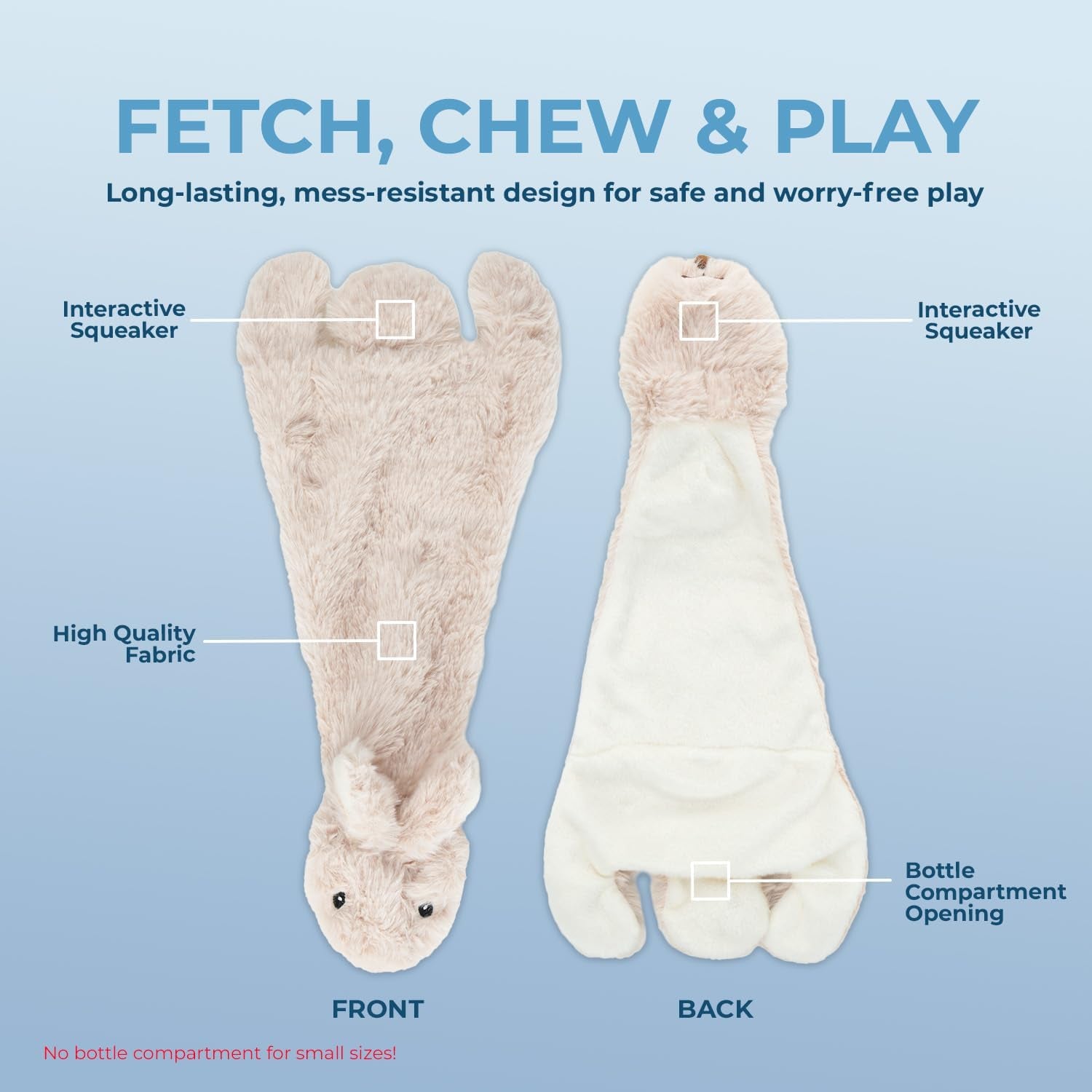 Squeaky Dog Toys with Soft Durable Fabric for Small, Medium and Large Pets Interactive Toy for Indoor Play, Supports Active Biting and Play - Hare, Medium