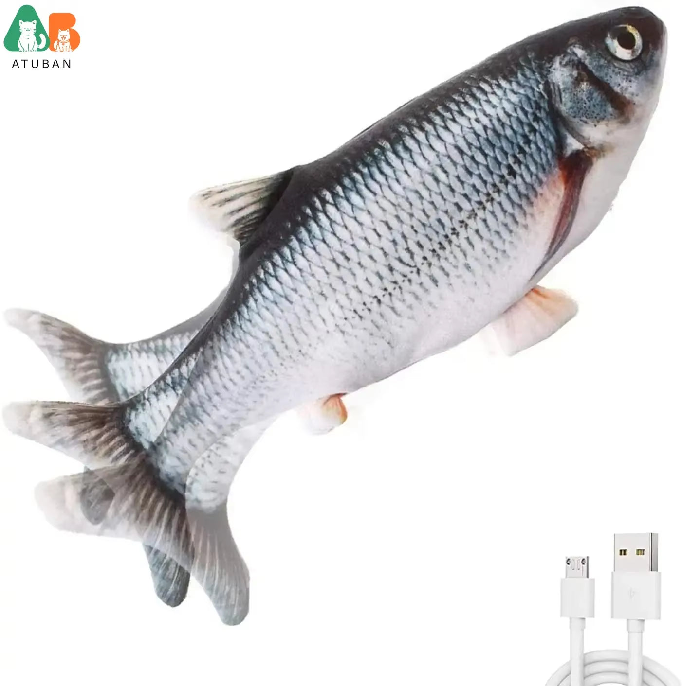 Cat Toy Flopping Fish, Electric Moving Fish Toy Realistic Simulation Wagging Fish Pet Toy Wiggle Fish Motion Activated Kitty Toy