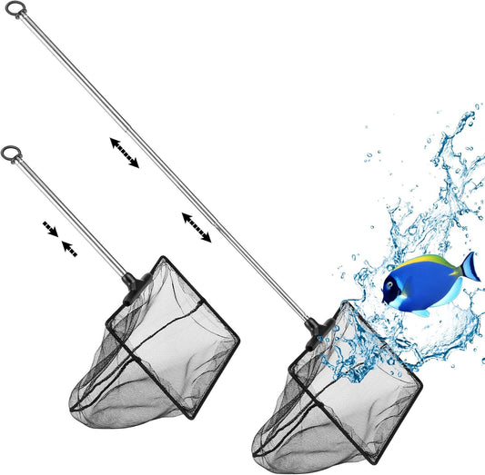 Aquarium Net with Extendable Stainless Steel Long Handle, Fine Mesh for Fish Tank