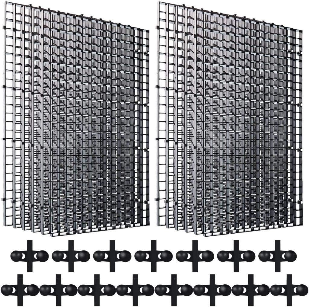 12Pcs Aquarium Fish Tank Divider Plastic Egg Crate Aquarium Filter Bottom Tray Grid Isolation Board Partition Net Pane Separator for Mixed Breeding Light Diffuser,15Pcs Sucker Clips Suction Cups,Black