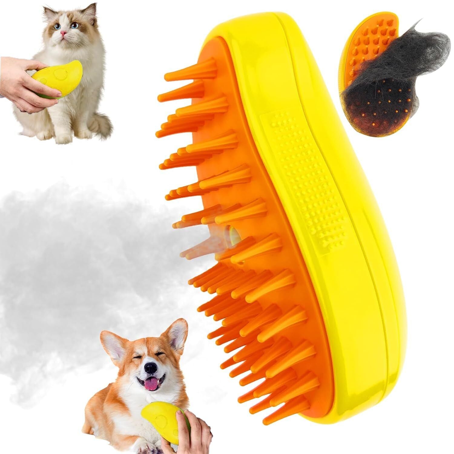 Rechargeable Shedding Hair Spray Hot Steam Easy Pet Grooming Brush for Cat, Dog