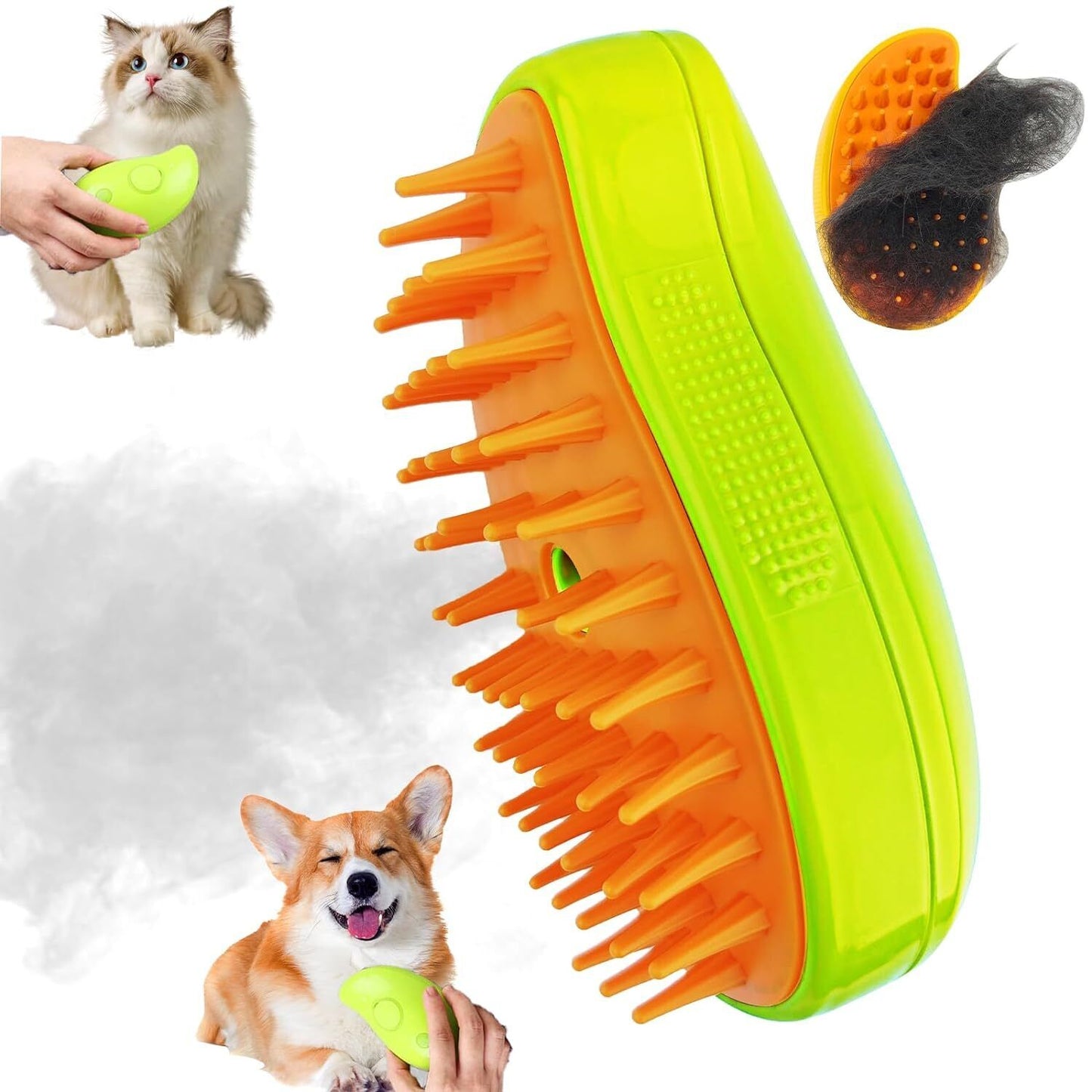 Rechargeable Shedding Hair Spray Hot Steam Easy Pet Grooming Brush for Cat, Dog
