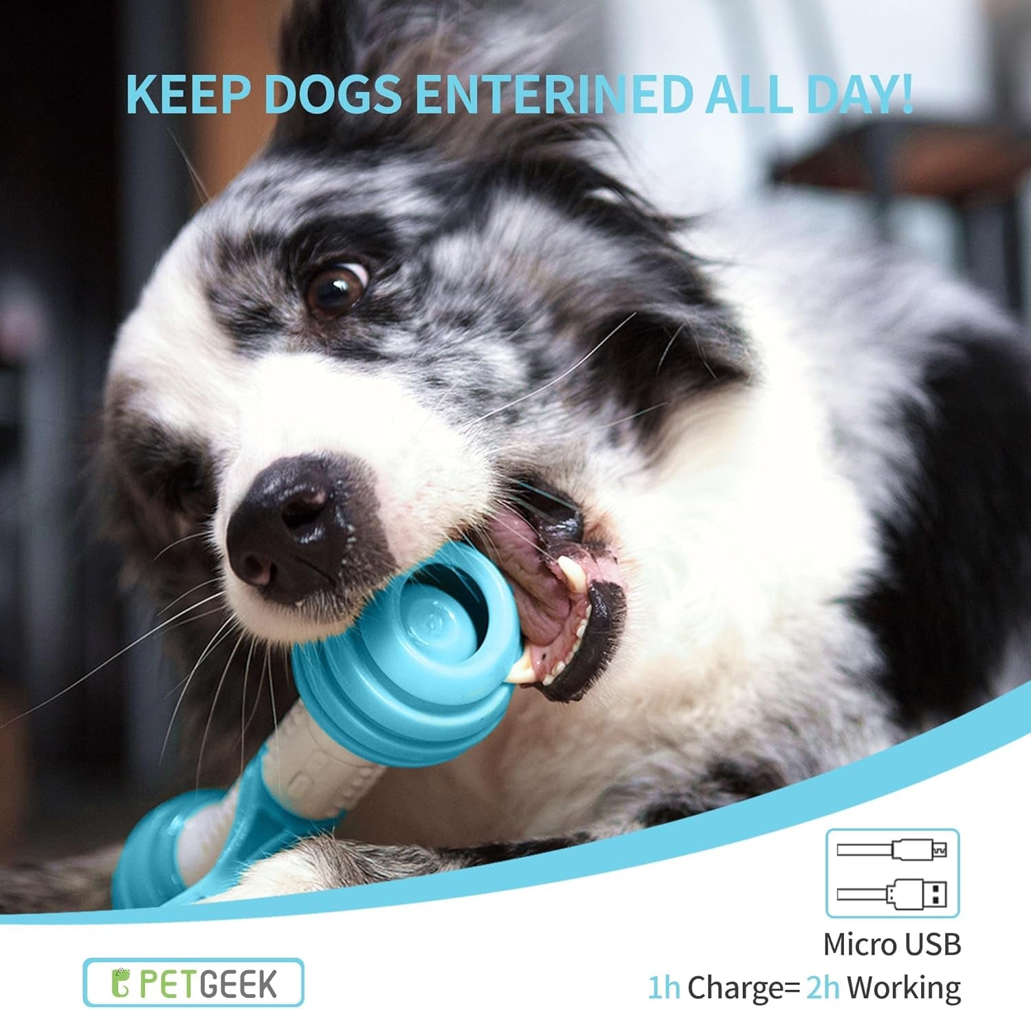 Interactive Dog Toys, Automatic Toys for Dogs to Keep Them Busy, Electronic Dog Bones with Safe & Durable Material, Equipped with Rechargeable USB (Blue)